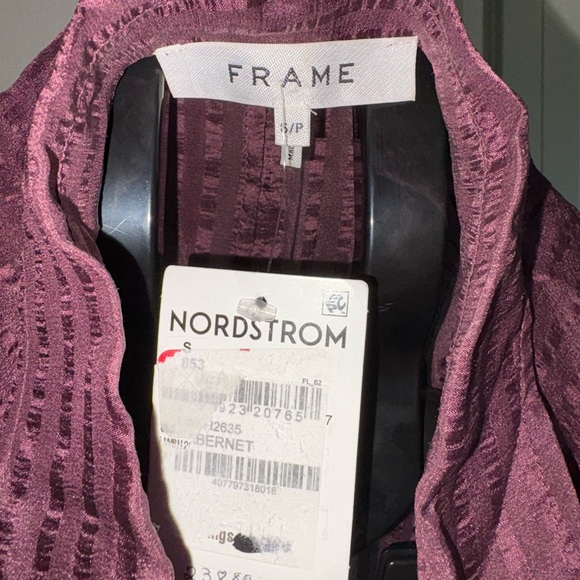 Frame Sheer Burgundy Button Down Shirt - Picture 8 of 9